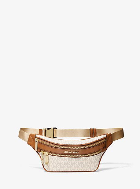 michael kors kenly medium logo belt bag|Kenly Medium Logo Tape Nylon Belt Bag .